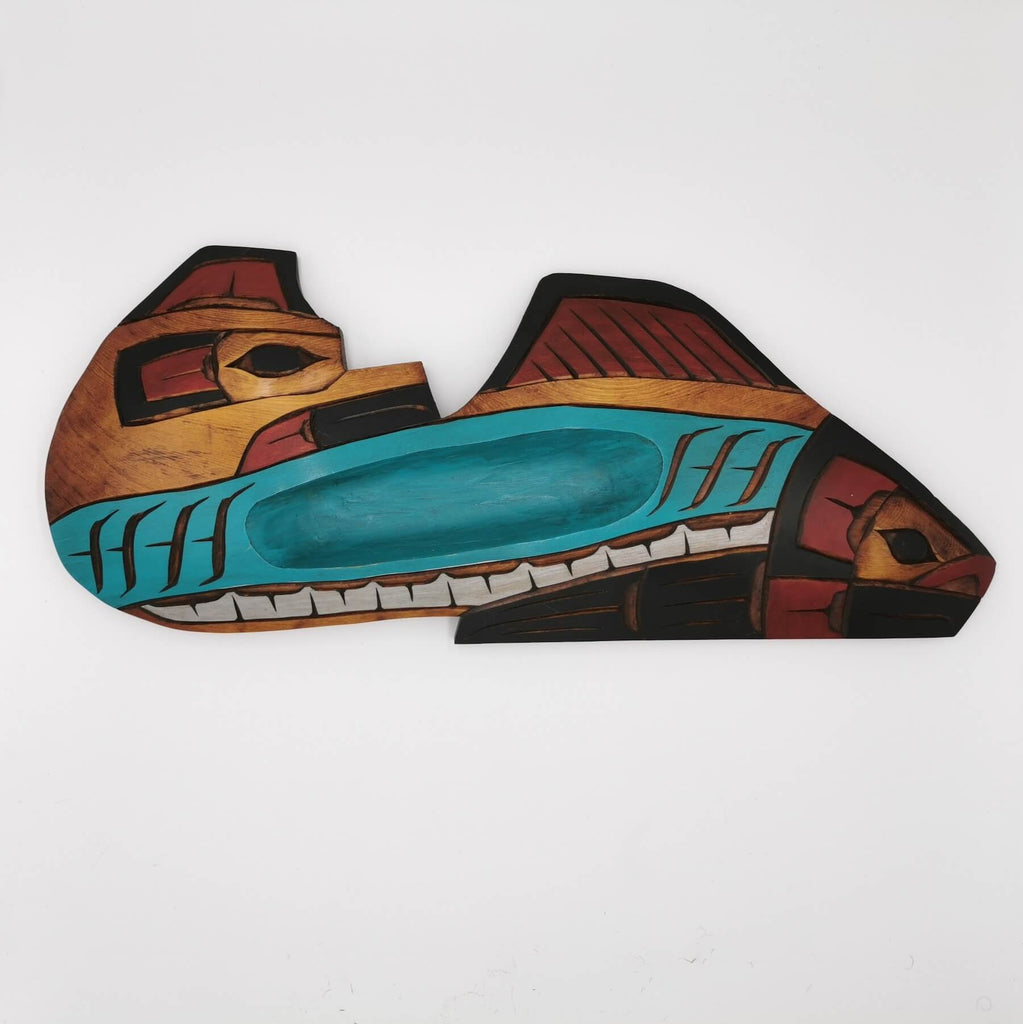 Salmon Dish carving by indigenous artist