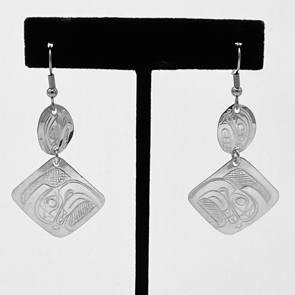 Eagle with Orcas sterling silver earrings