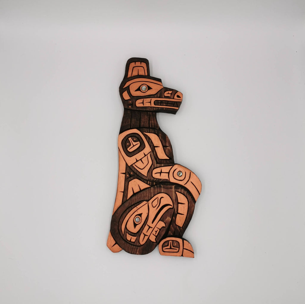 Bear Plaque carving handcrafted by indigenous artist
