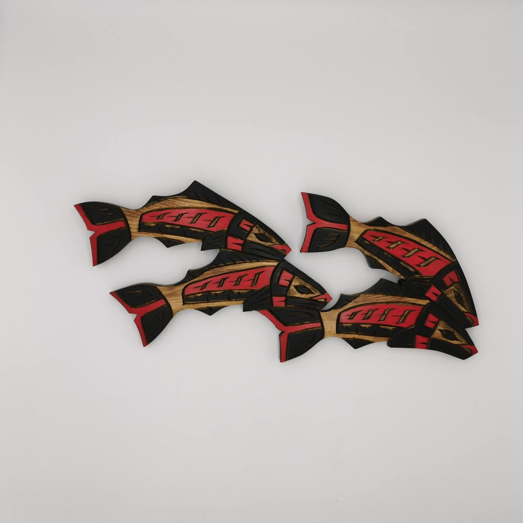  Salmon Run carving by indigenous artist